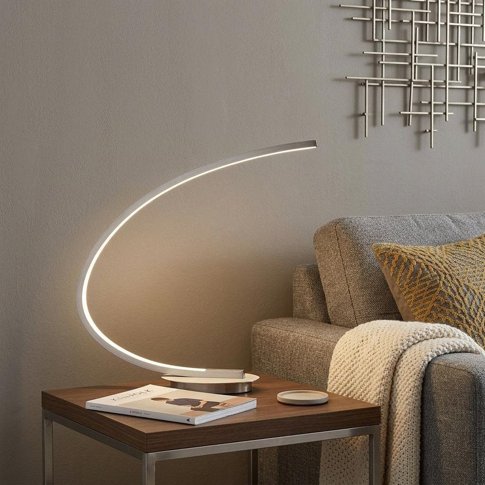 16" Silver Metal Desk Led Table Lamp