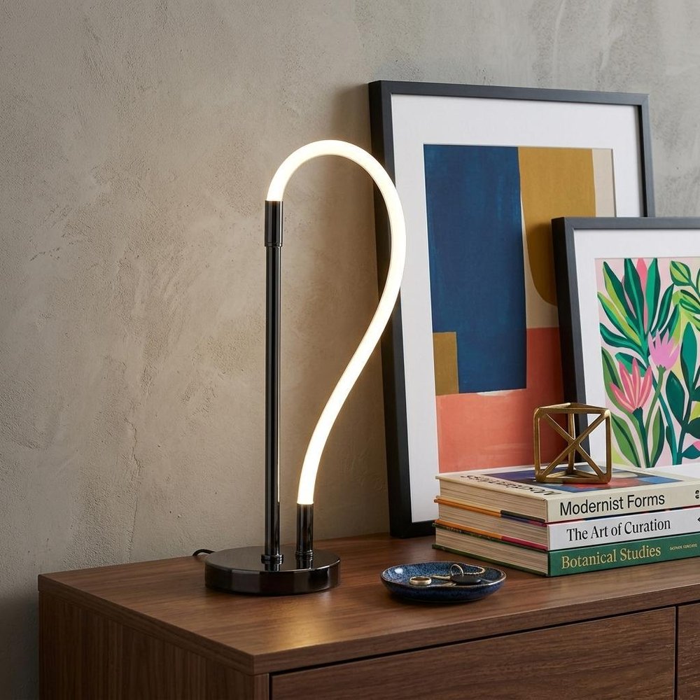 21" Silver Bedside Led Table Lamp