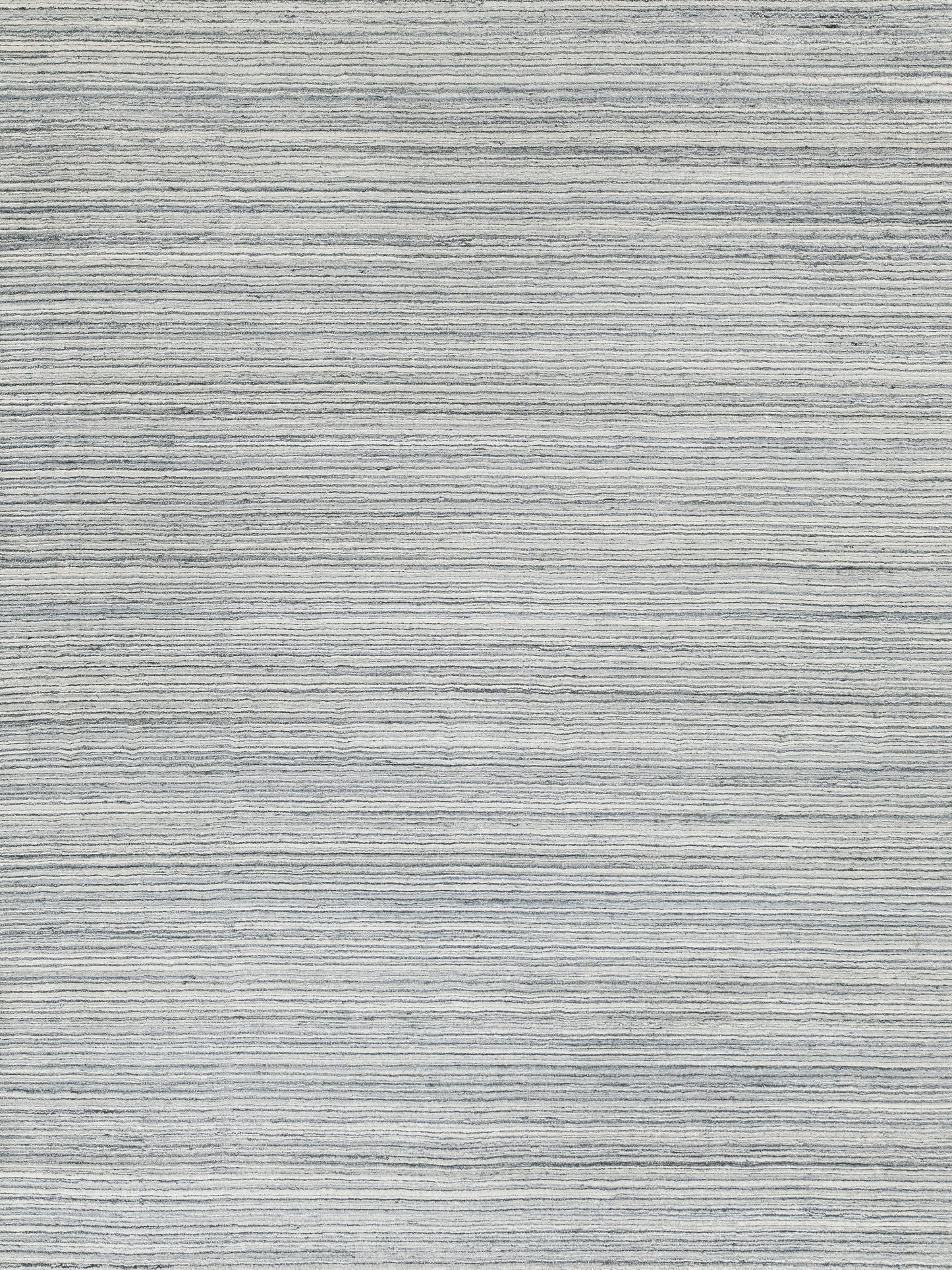 Gray woven rug texture with soft linen-like fibers and subtle horizontal stripes.