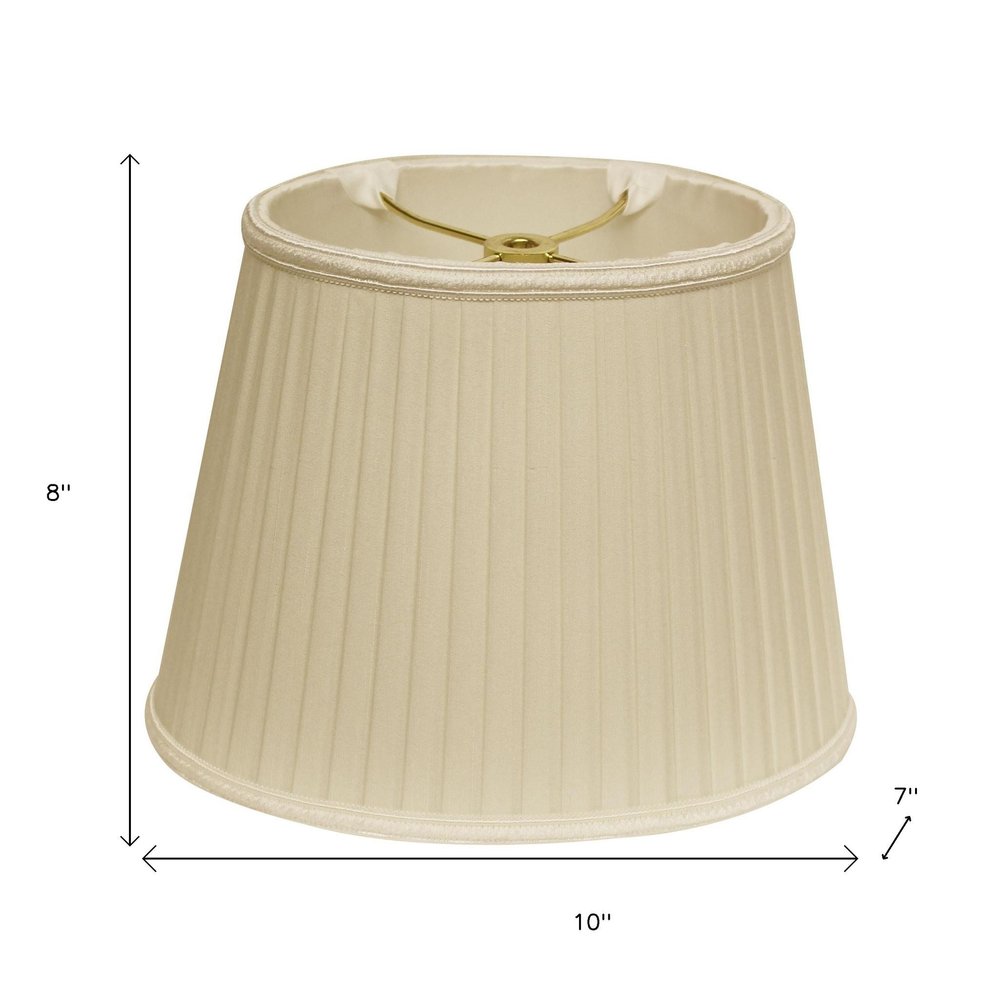Ivory Shantung Silk Pleated Oval Lamp Shade