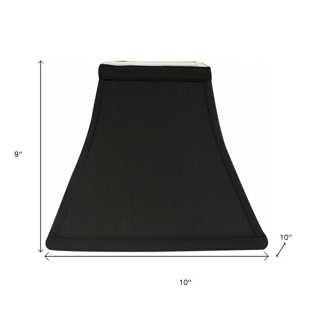 Black Shantung Silk Square Lamp Shade