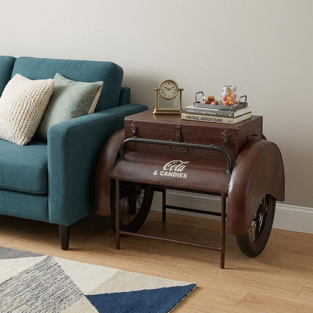 27" Maroon Steel End Table