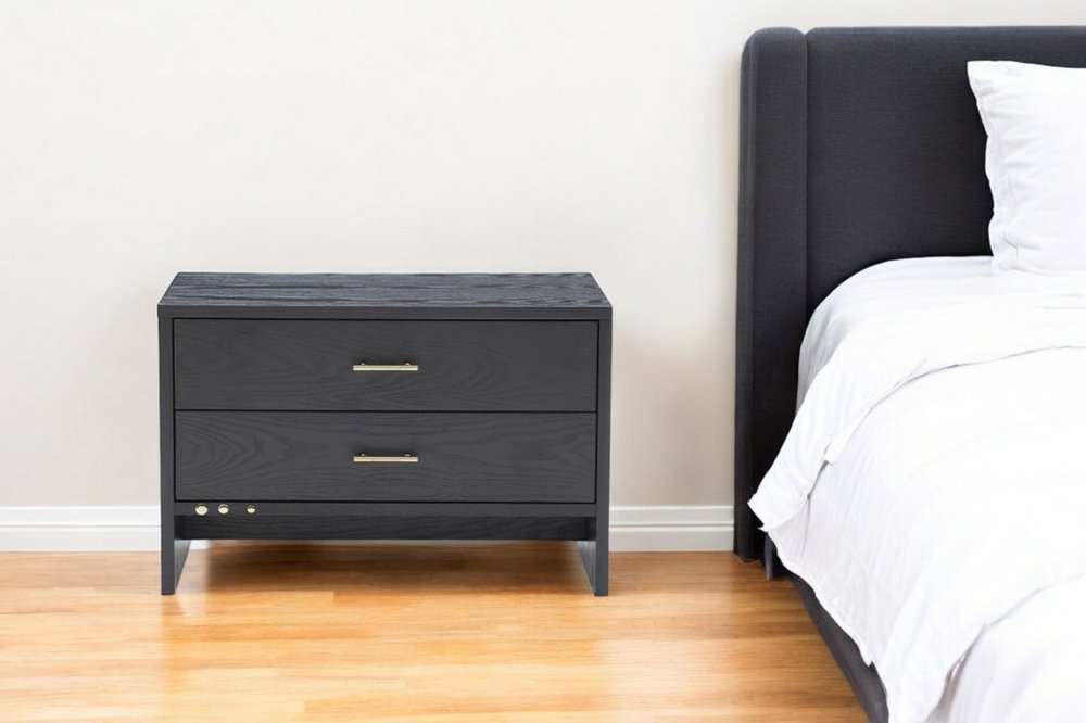 18" Wood Two Drawer Nightstand