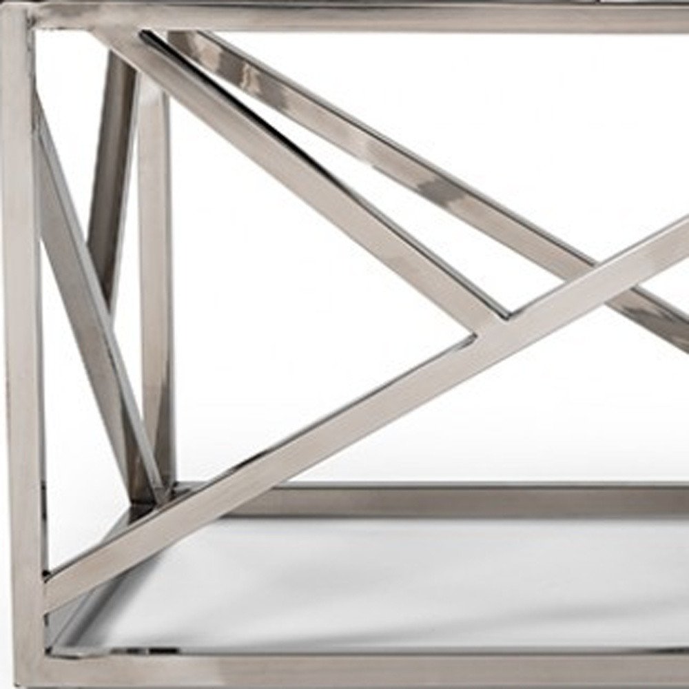 48" white and silver tufted faux leather upholstered bench