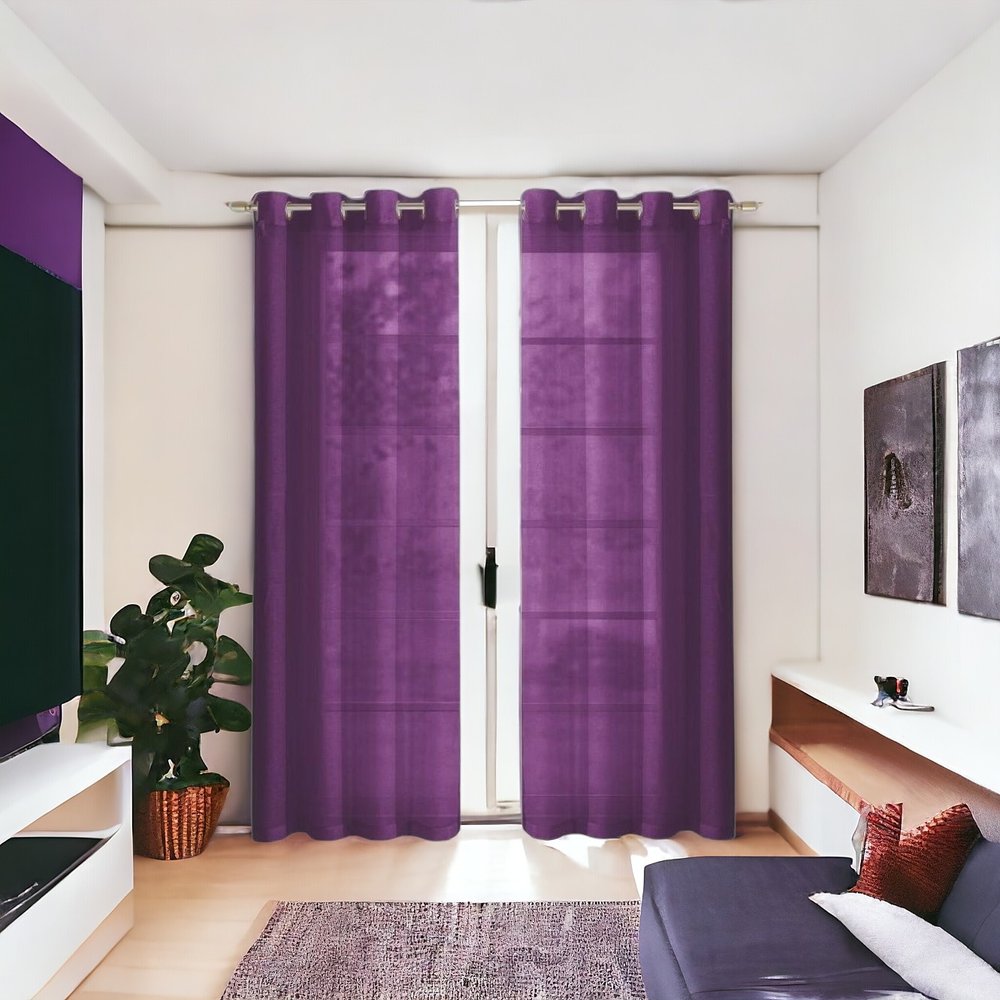 Set of Two 84" Purple Solid Modern Window Panels