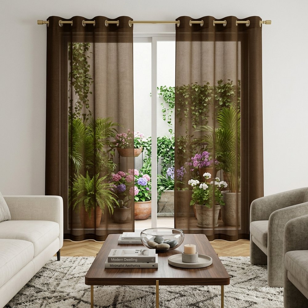 Set of Two 84" Chocolate Solid Modern Window Panels