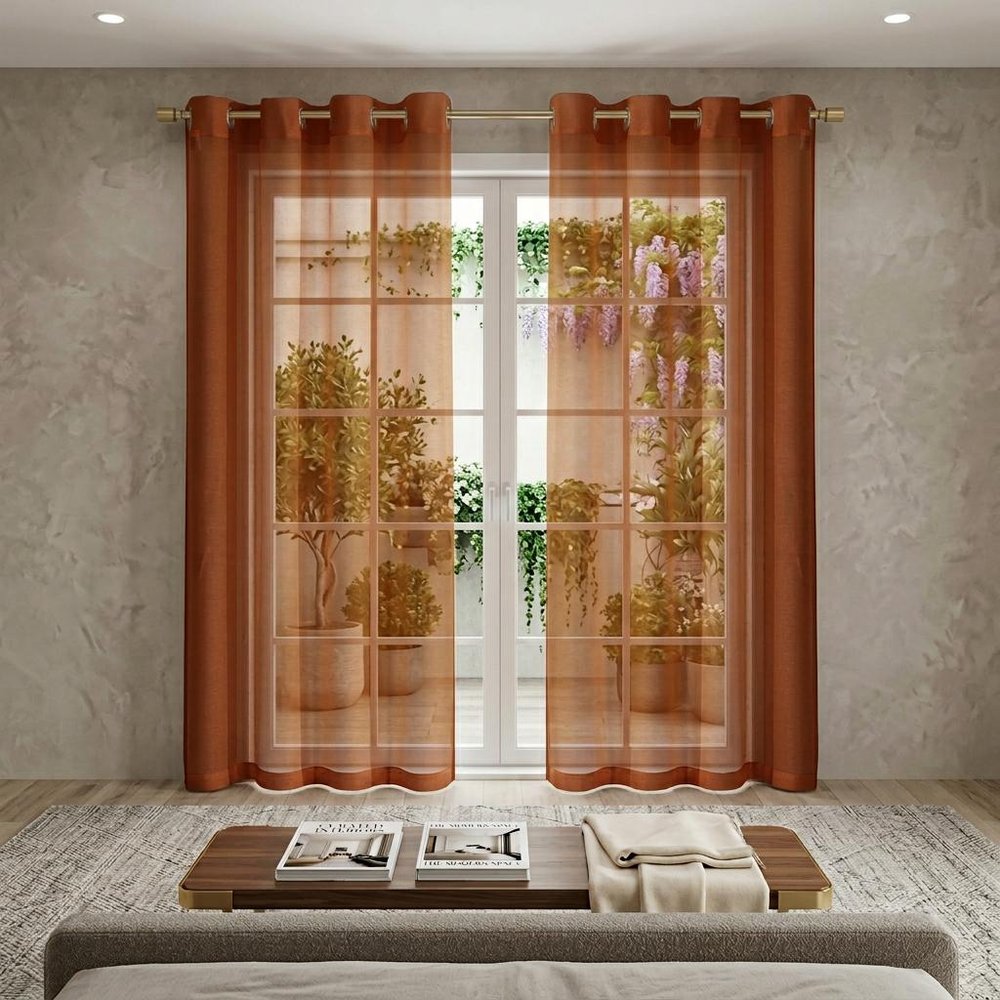 Set of Two 84" Rust Solid Modern Window Panels