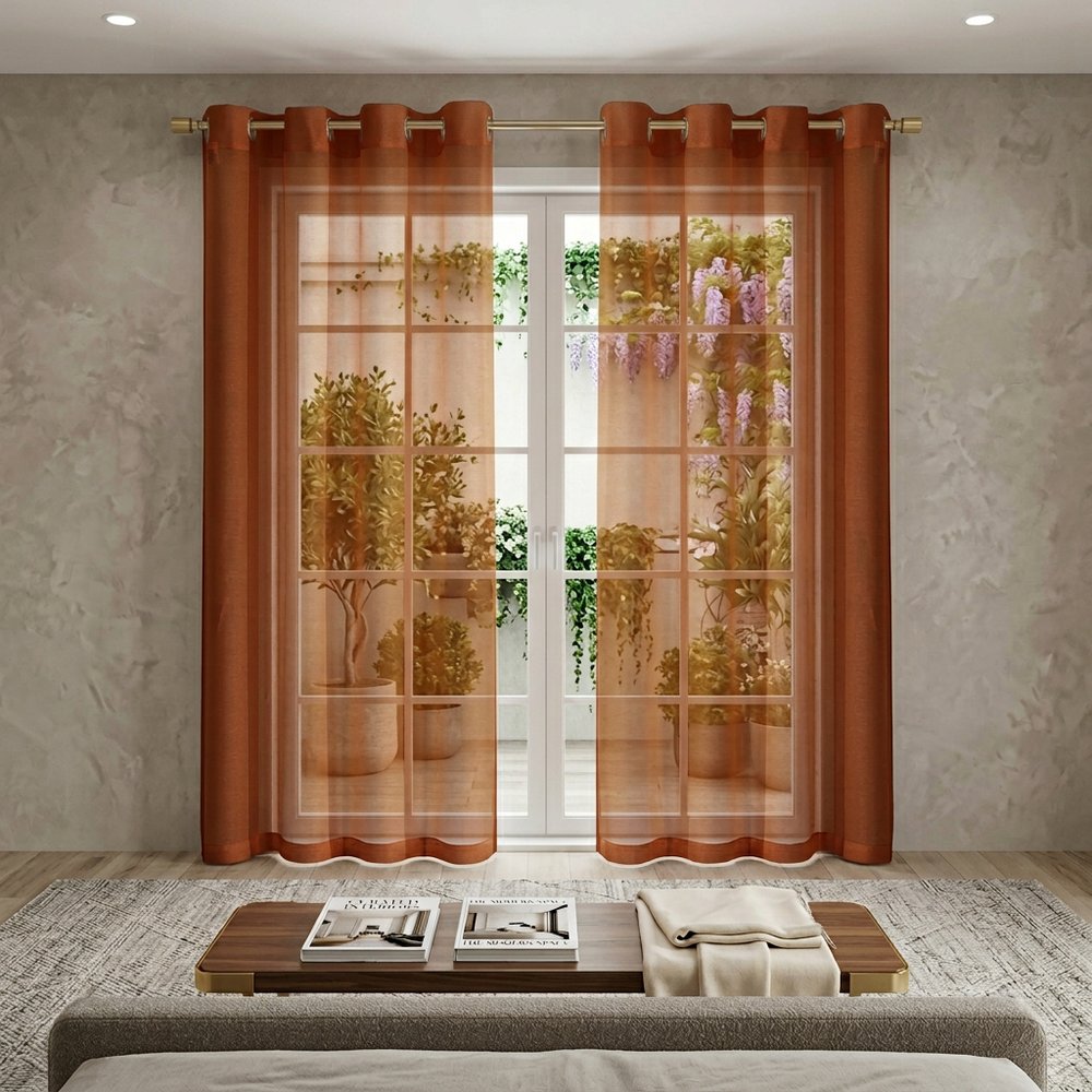 Set of Two 84" Rust Solid Modern Window Panels