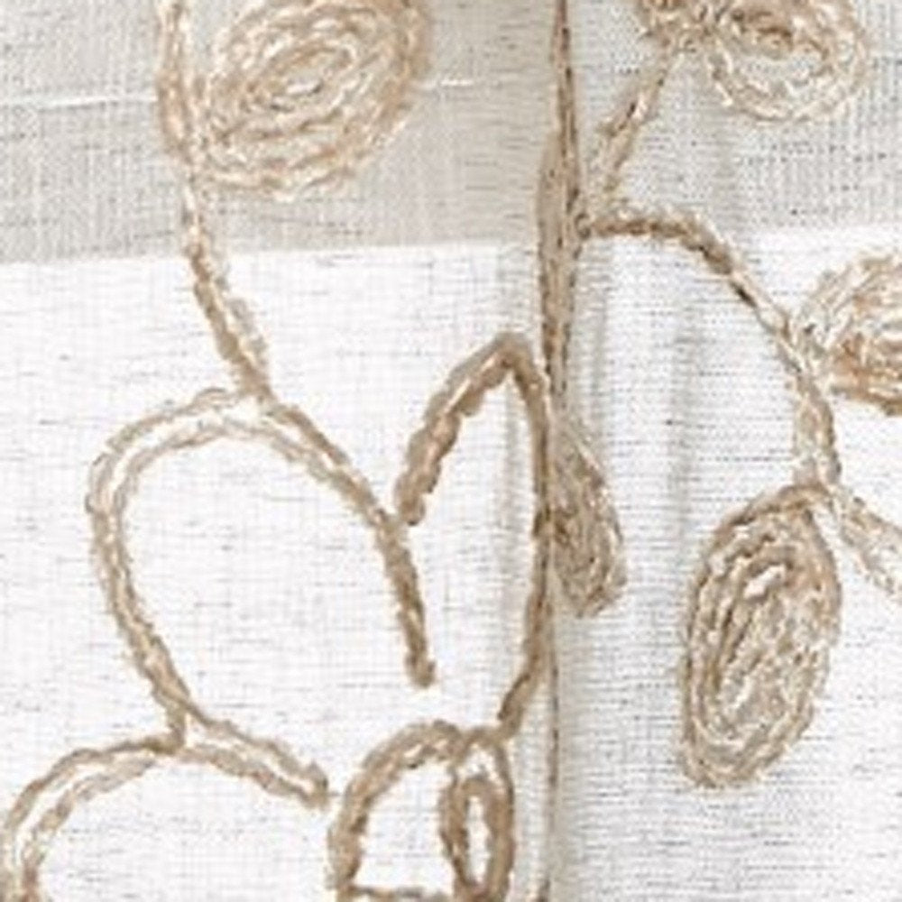 Set of Two 84" Tan Floral Embroidered Window Panels