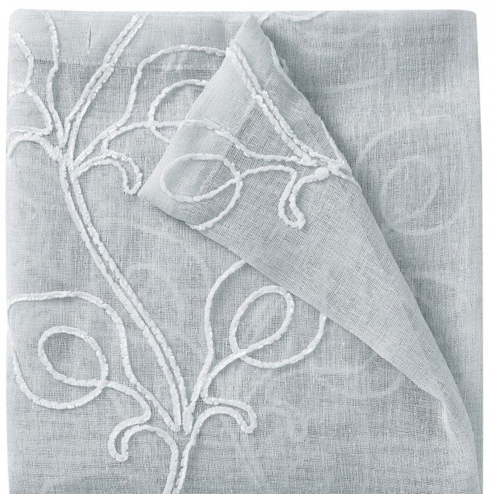 Set of Two 96" Silver Boho Embroidered Window Panels