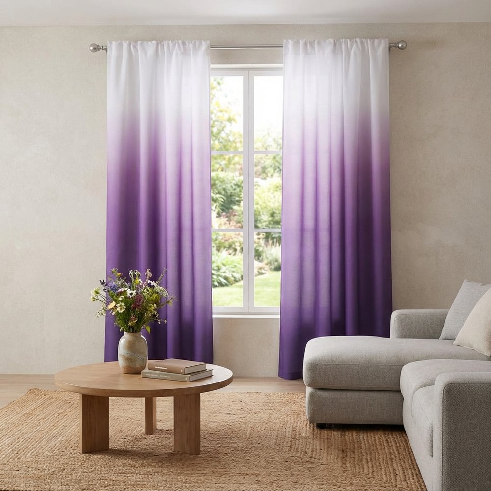 Set of Two 84" Purple Ombre Window Curtain Panels