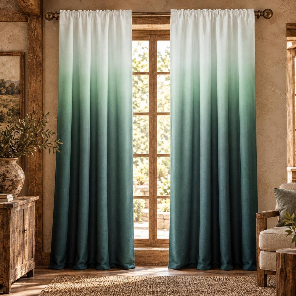 Set of Two 84" Blue Ombre Shades Window Panels