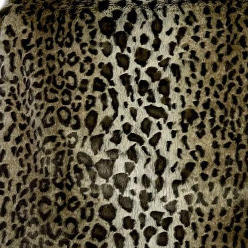 50" X 60" Black Brown And Beige Leopard Faux Fur Plush Throw Blanket