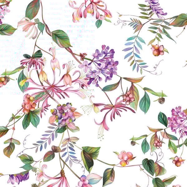 Galerie Wallcoverings Flora Summer Bouquet Galerie Wallcoverings Purple, Lilac - 47456