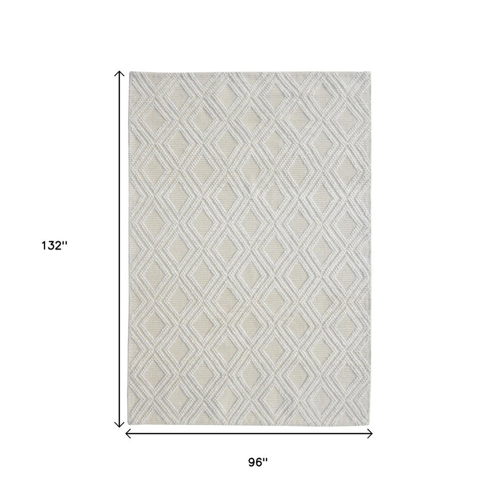 8' X 11' Ivory Geometric Handmade Area Rug