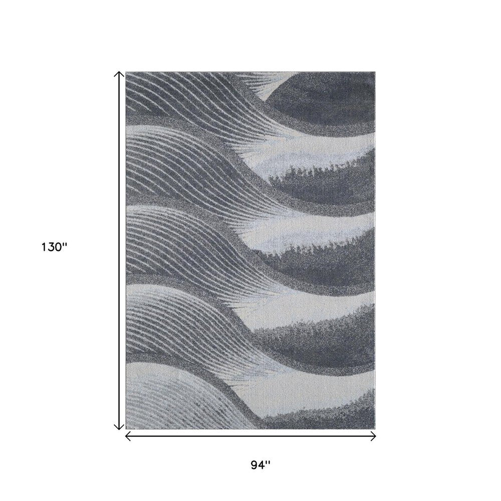 8' X 11' Blue and Gray Abstract Area Rug