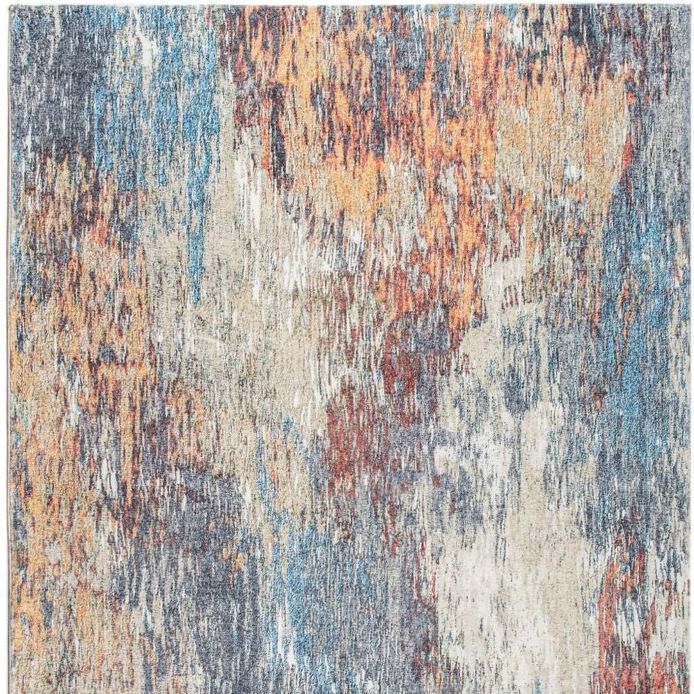 8' X 10' Blue and Beige Abstract Area Rug
