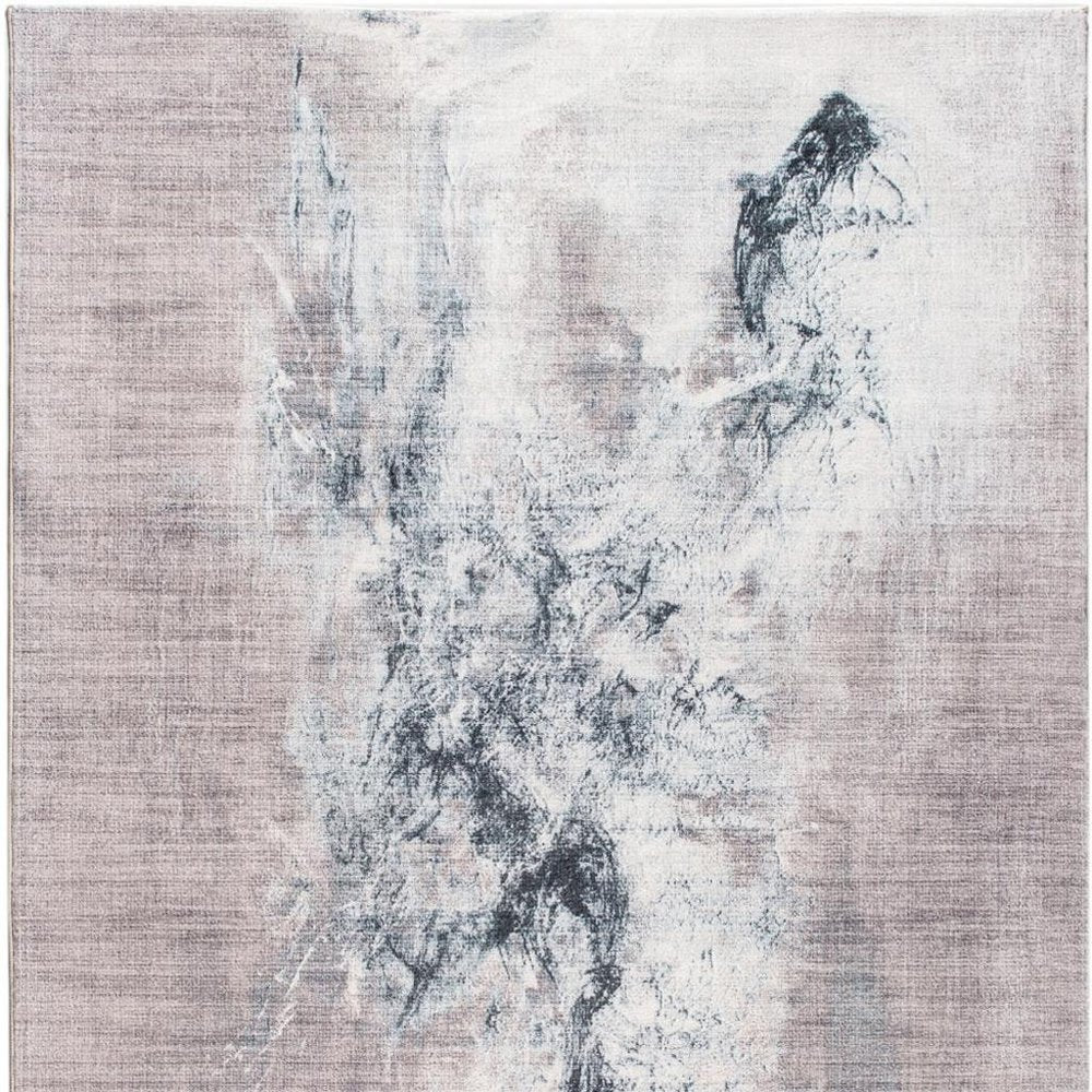 8' X 10' Sand Ivory And Black Abstract Area Rug