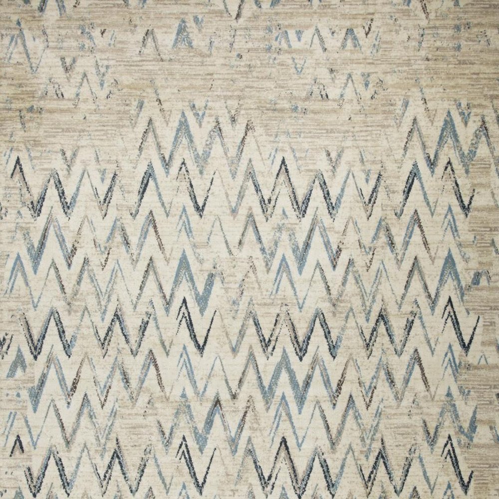 3' X 5' Ivory And Blue Chevron Area Rug