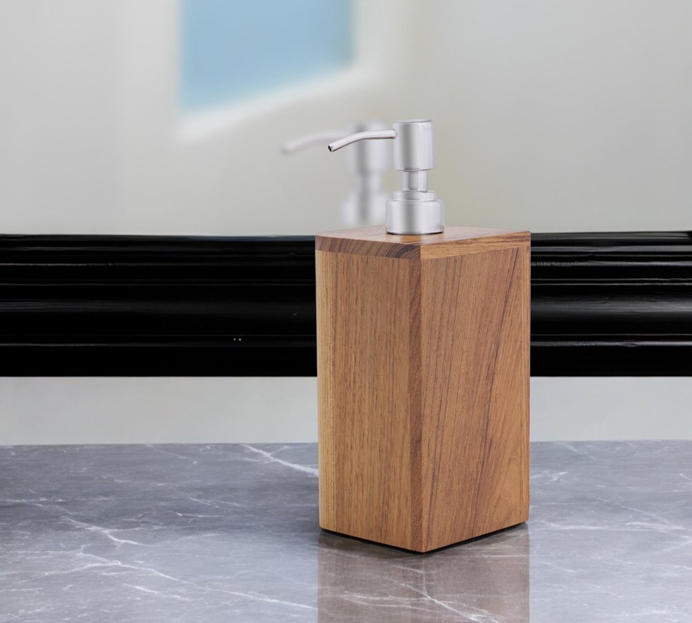 Designer Genuine Teak Soap Dispenser