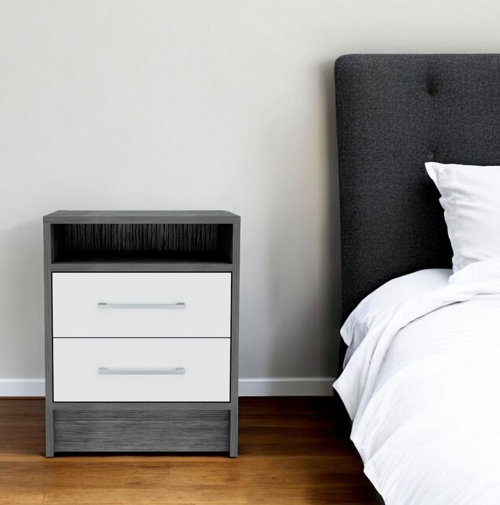 20" Wood Two Drawer Nightstand