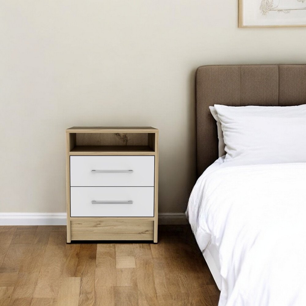 20" Wood Two Drawer Nightstand