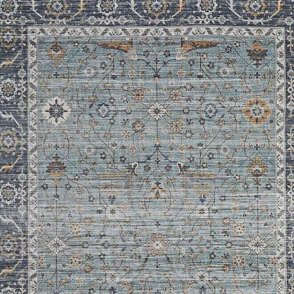 5' X 8' Sage Oriental Power Loom Stain Resistant Area Rug