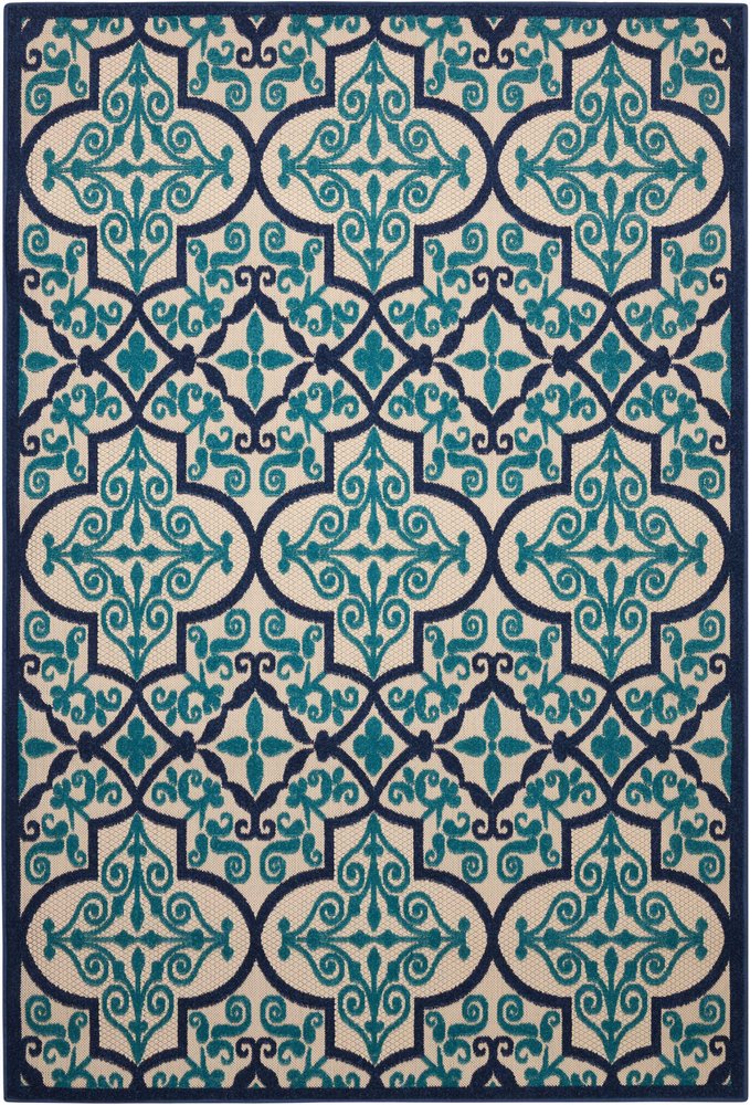 10' X 13' Blue And Ivory Indoor Outdoor Area Rug