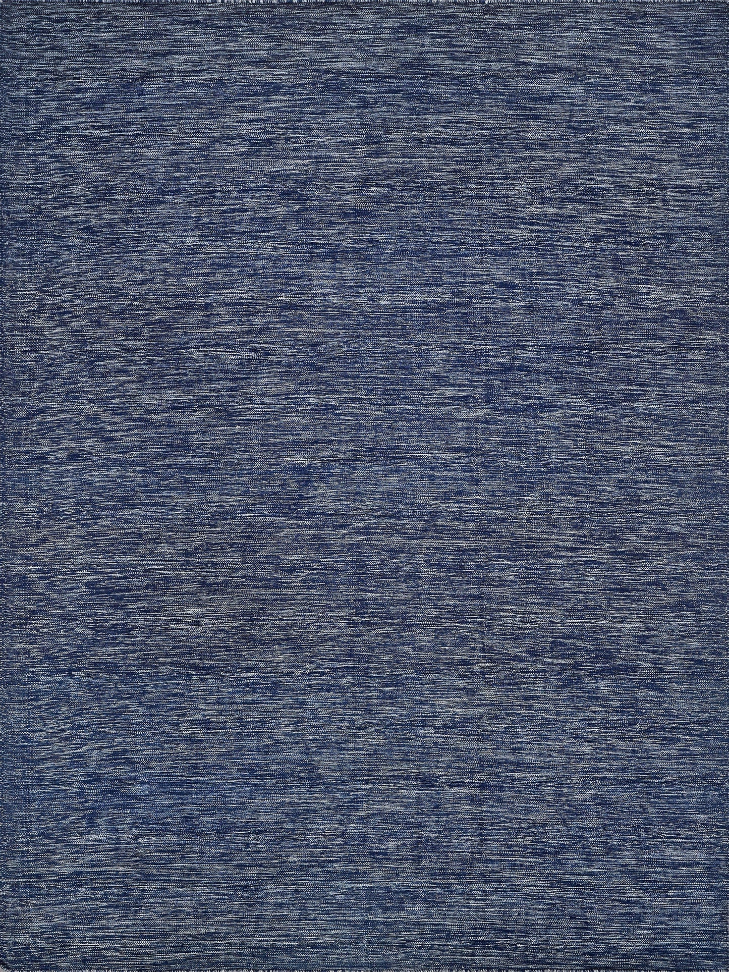 Flatweave rectangle rug in solid dark blue with a subtle heathered texture.