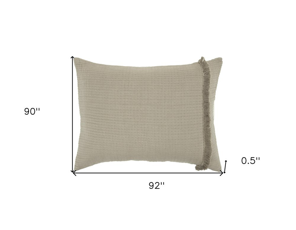 Natural Checkered Queen Quilt