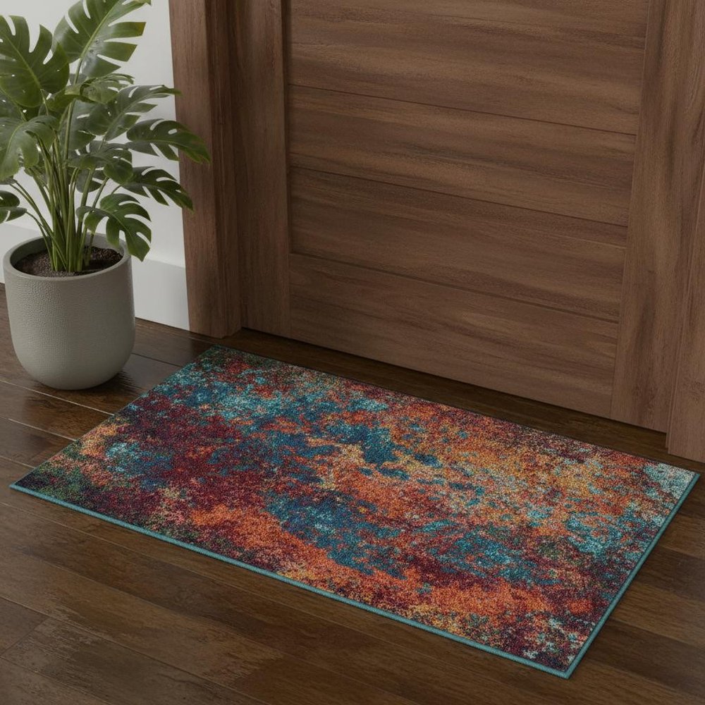 2' X 4' Atlantic Abstract Power Loom Non Skid Area Rug
