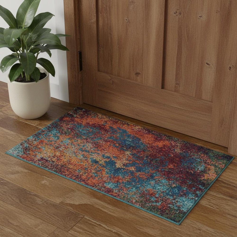 3' X 5' Atlantic Abstract Power Loom Non Skid Area Rug