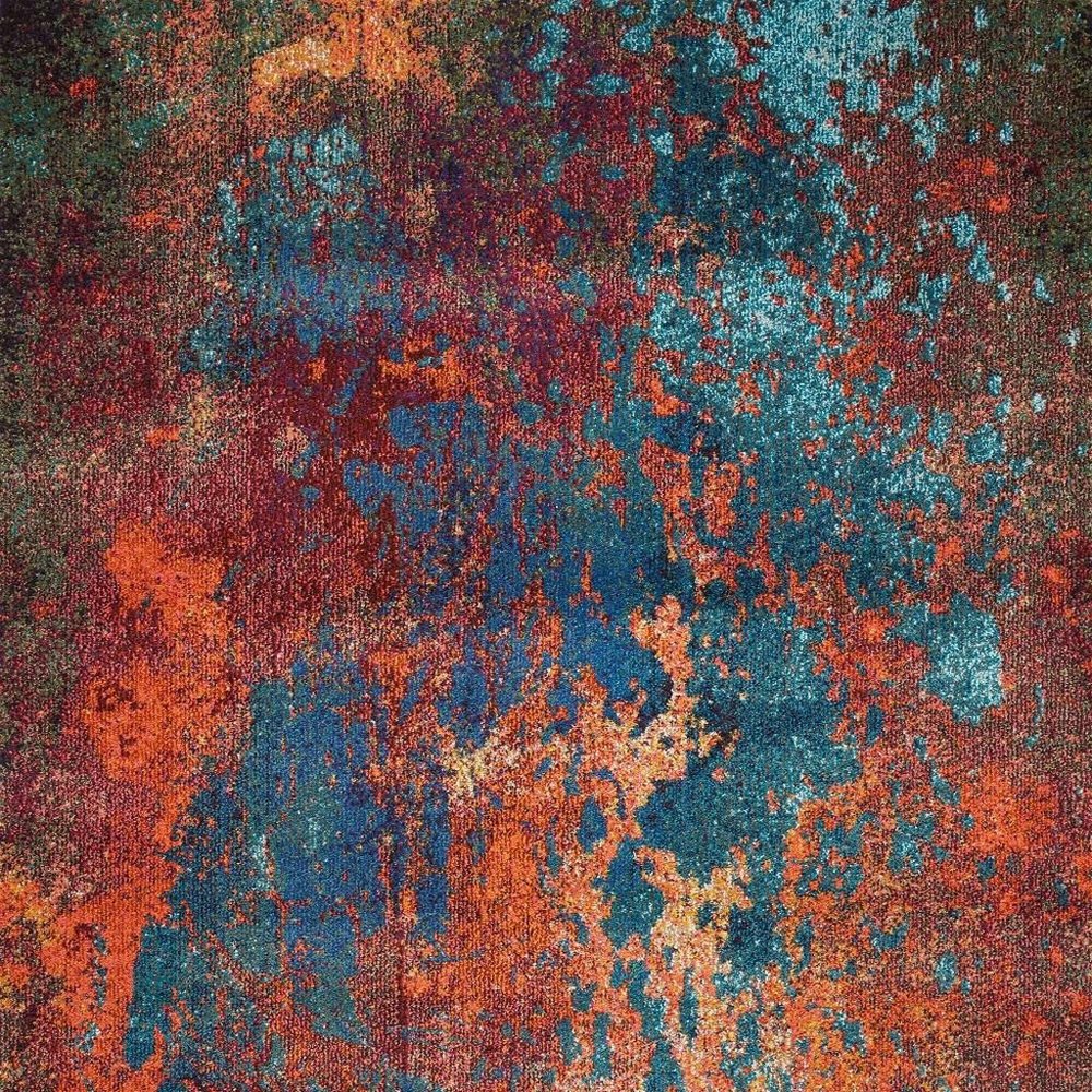 4' X 6' Atlantic Abstract Power Loom Non Skid Area Rug