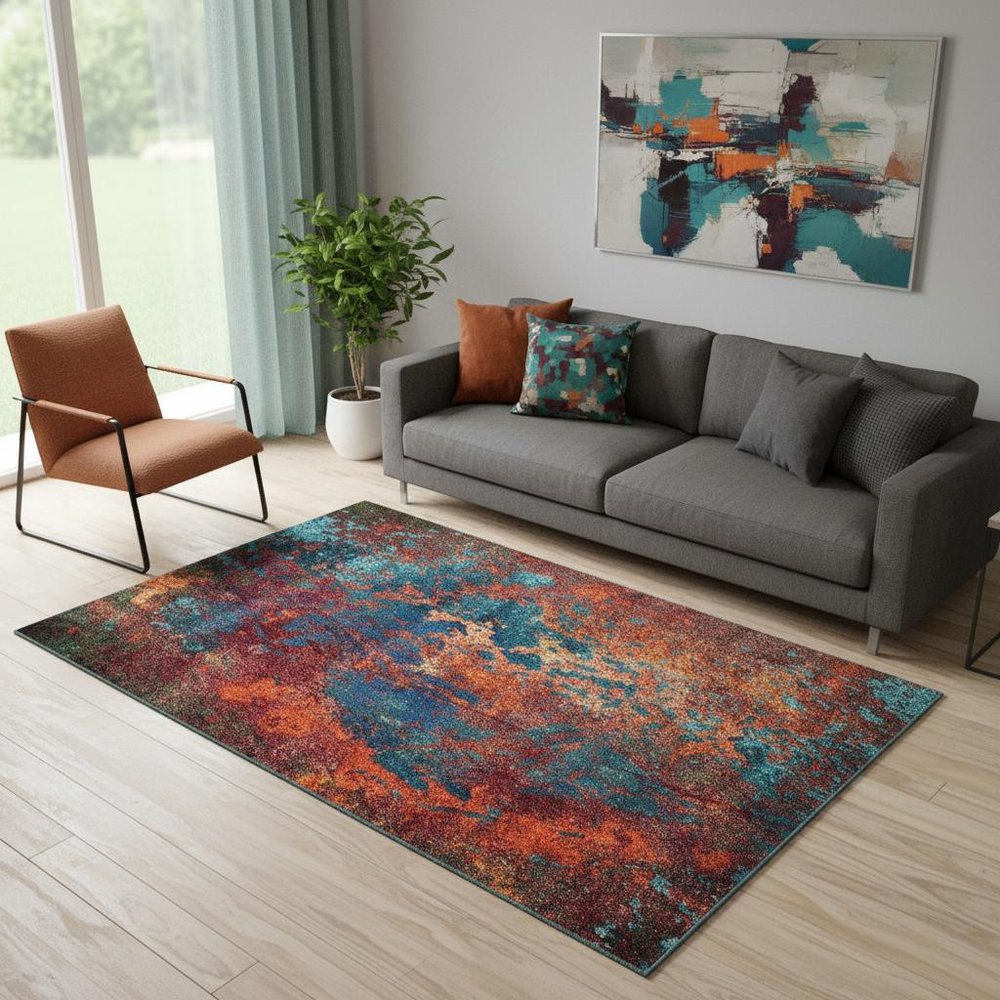 5' X 7' Atlantic Abstract Non Skid Area Rug