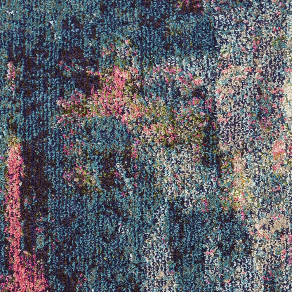 2' X 4' Blue And Yellow Abstract Power Loom Non Skid Area Rug