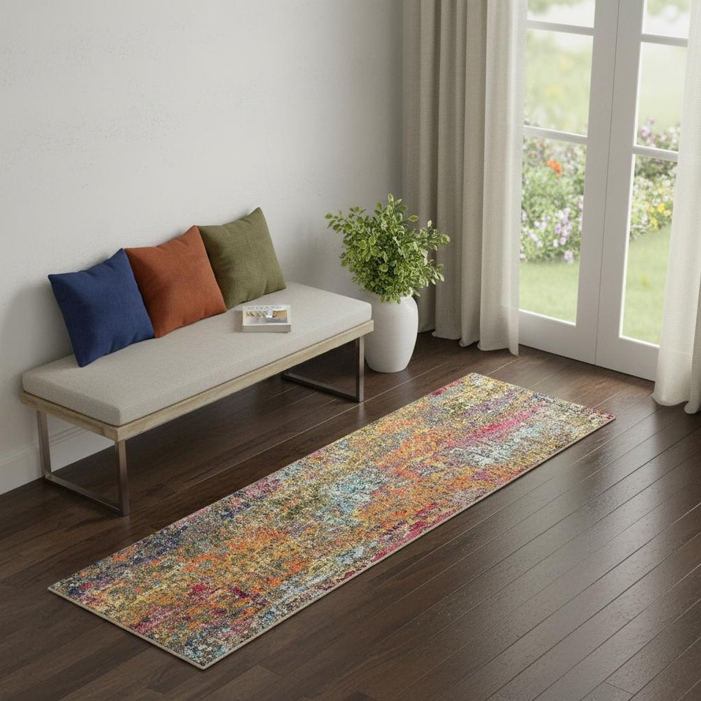 2' X 6' Sunset Abstract Power Loom Non Skid Area Rug