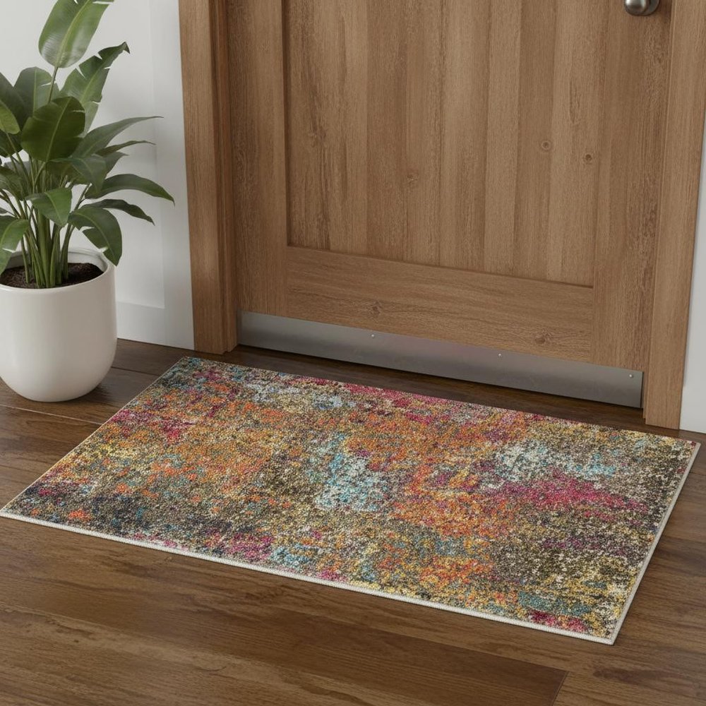 2' X 4' Sunset Abstract Power Loom Non Skid Area Rug