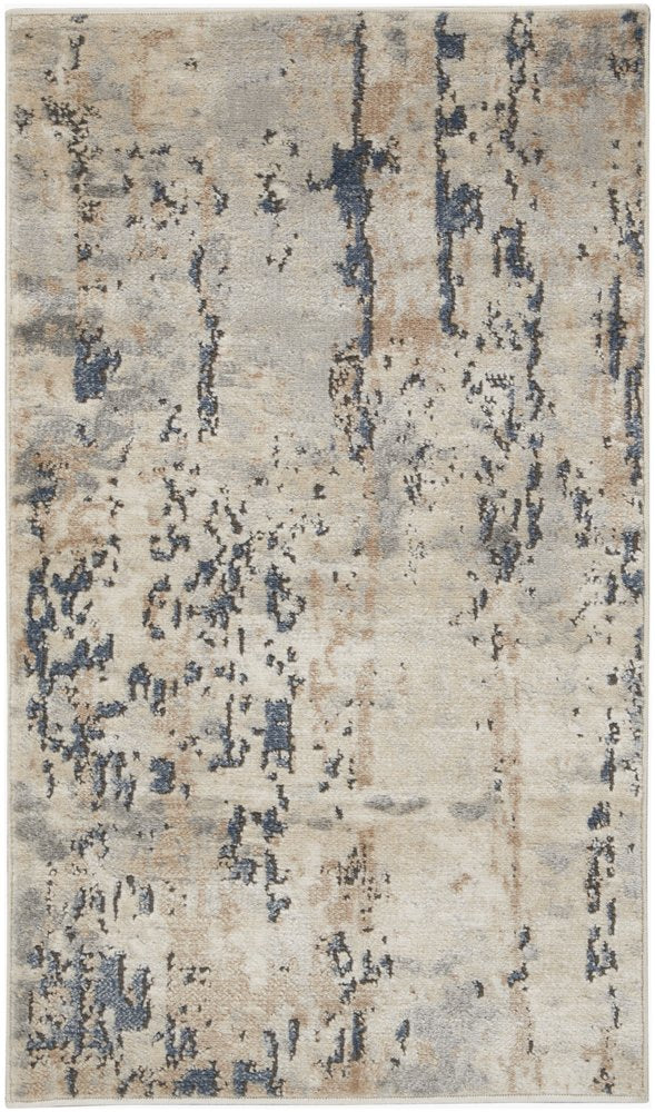2' X 4' Beige And Grey Abstract Power Loom Non Skid Area Rug