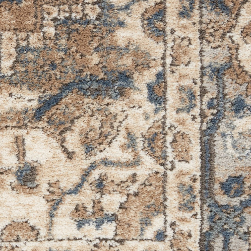 4' X 6' Beige And Grey Oriental Power Loom Non Skid Area Rug