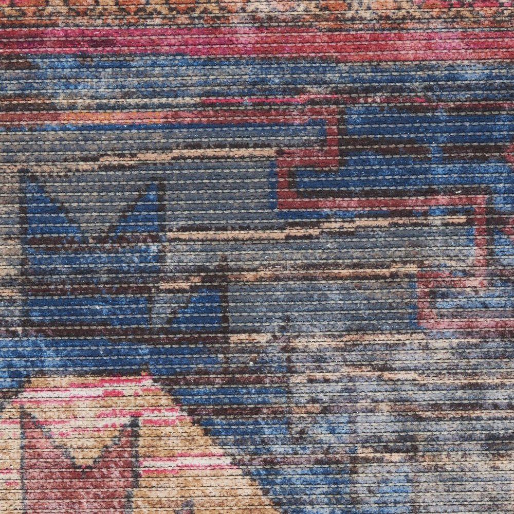 4' X 6' Multicolor Southwestern Power Loom Distressed Washable Area Rug