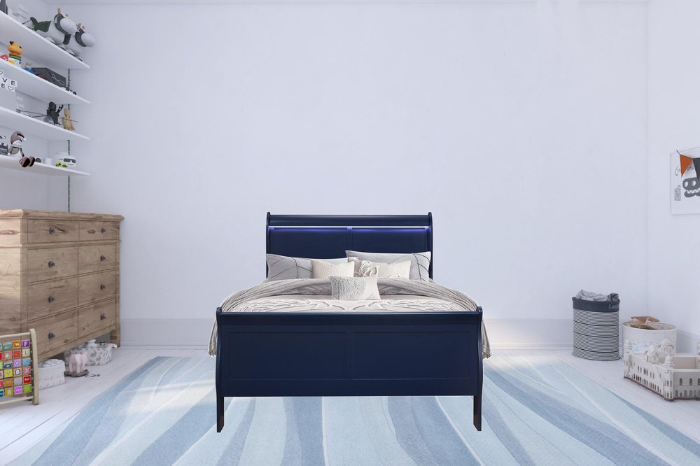 Blue King Bed Frame With No
