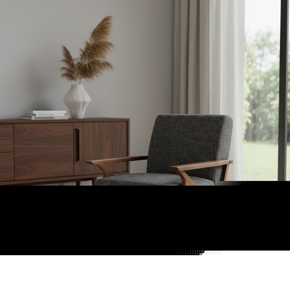 24" Gray And Brown Upholstered Arm Chair