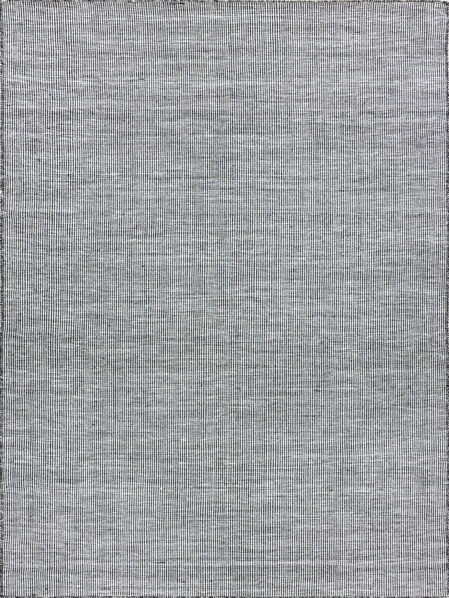 Rectangular light gray flat-weave rug with linen-like texture.