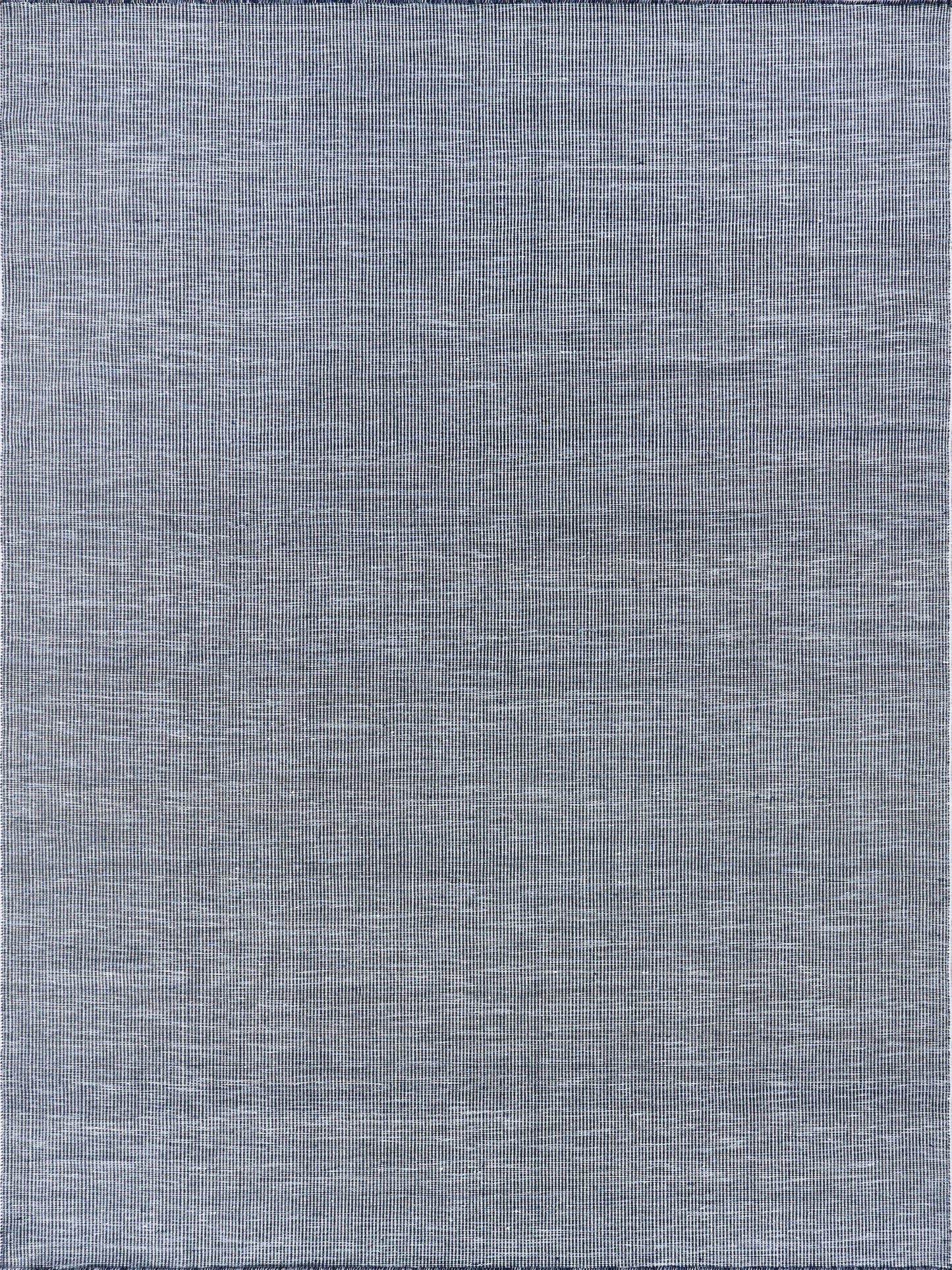 Rectangular gray-blue flat-weave rug, indoor/outdoor, woven texture, 12' x 15'.