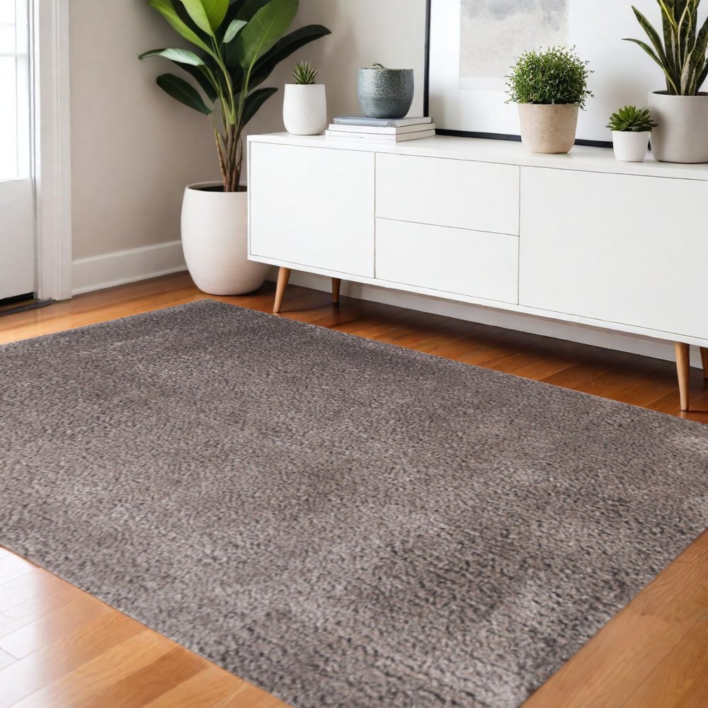 4' X 6' Taupe Shag Handmade Area Rug