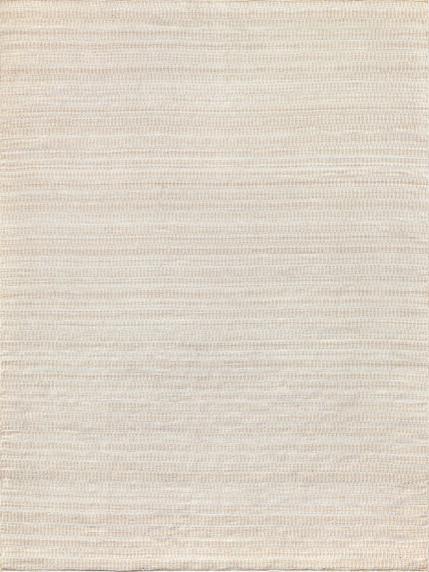 Cream textured flatweave rug with subtle horizontal stripes and a soft natural look.