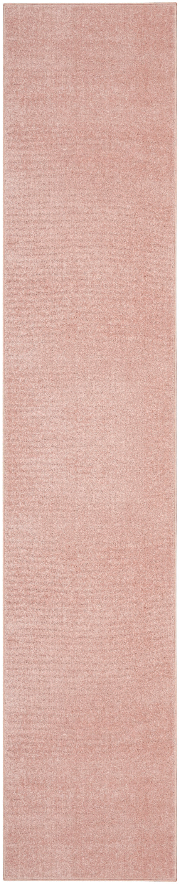 Soft blush pink outdoor rug runner, rectangular with plush pile.