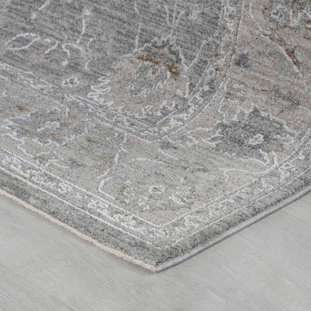 8' X 10' Blue Gray Southwestern Floral Stain Resistant Area Rug