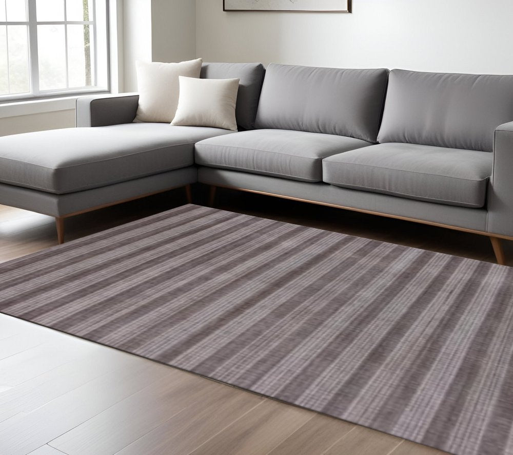 8' X 10' Rust And White Hand Loomed Area Rug