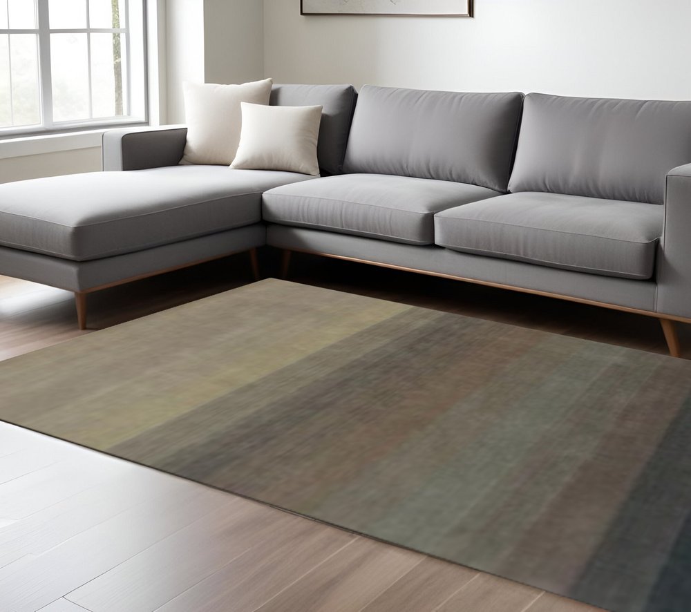 8' X 10' Indigo And Tan Hand Loomed Area Rug